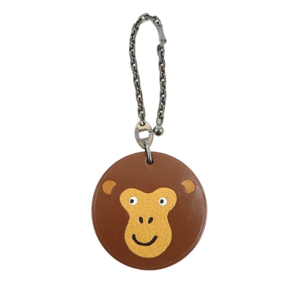 Hermes Monkey Leather Bag Charm Brown